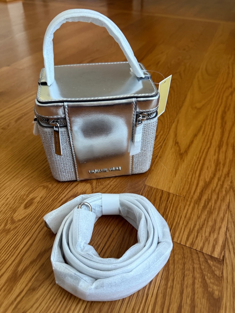 Michael Kors Silver Mini Vanity Bag with Strap